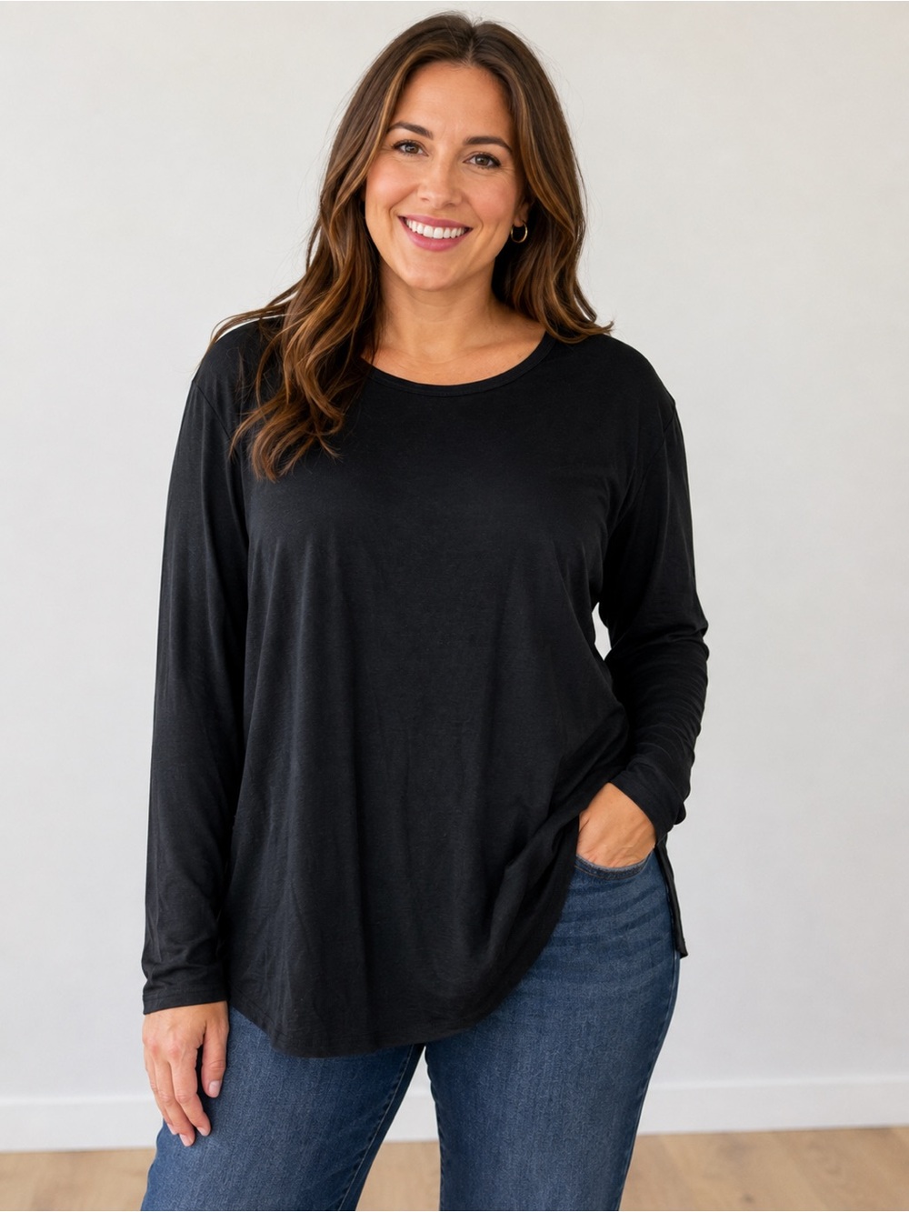 Seg’ments 100% Merino Wool V-Neck Base Layer Top Black Long Sleeve Size XL
